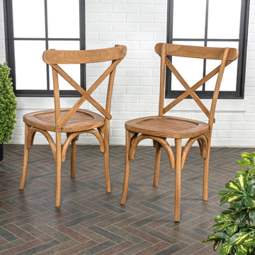 Annecy Classic Traditional X-Back Wood Indoor/Outdoor Dining Chair - JONATHAN Y